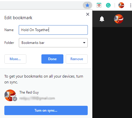 Chrome bookmarks settings