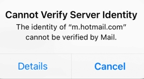 iPhone cannot verify server identity