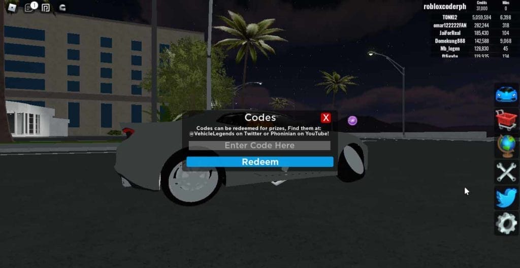 Vehicle Legends Codes