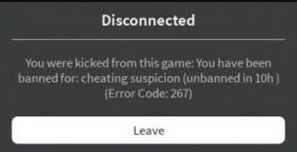 roblox error code 267 for cheating