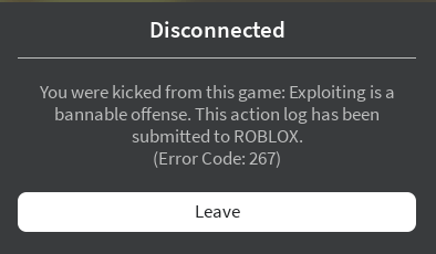 roblox error code 267 for exploits