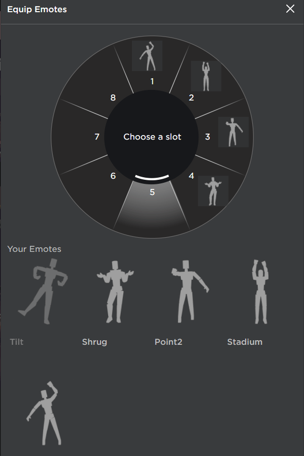 how to equip emotes in Roblox