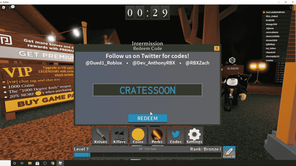 Redeem Survive the Killer Codes
