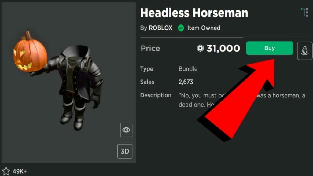 where to buy the headless horseman in roblox
