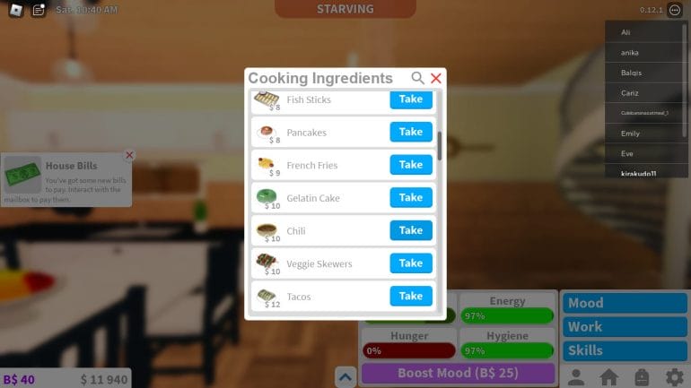 how to level up cooking skill in Bloxburg - Open the Fridge