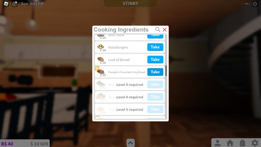 how to level up cooking skill in Bloxburg