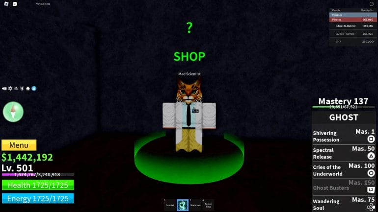 how to get electric in blox fruits - mad scientist NPC