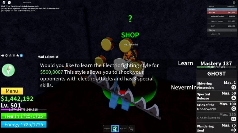 how to get electric in blox fruits - where to get electric