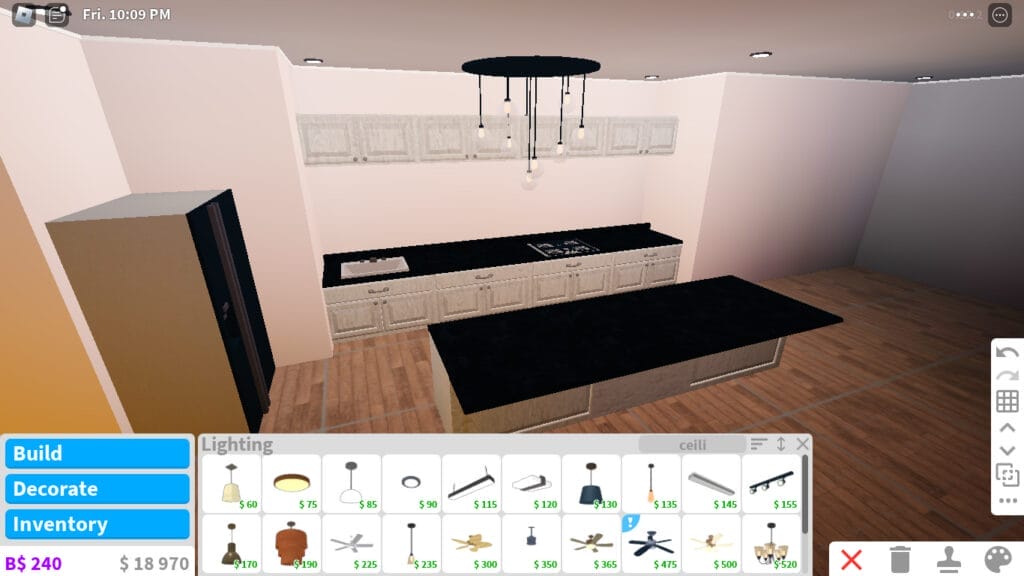 Building in Roblox Bloxburg: Interior - Step 5: Lighting