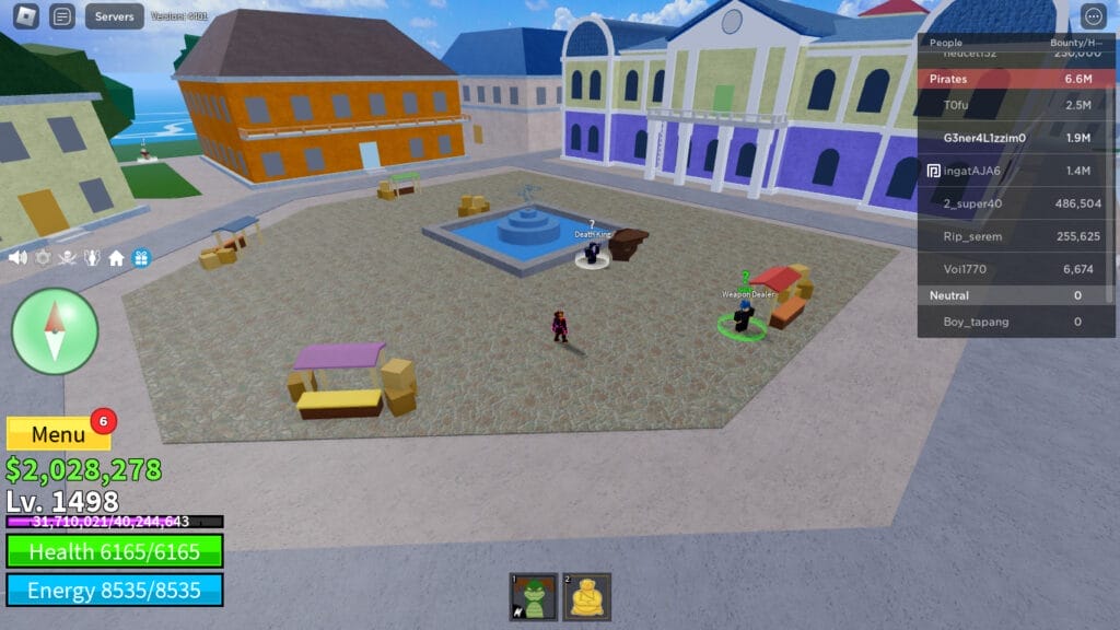 Death King Blox Fruits Location 1 - Middle Town first sea