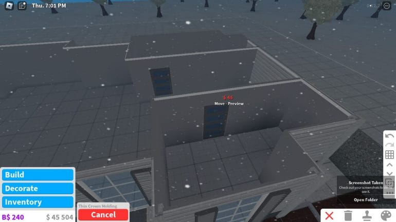 Building in Roblox Bloxburg: Interior - Step 1: Interior Doors and Wall Trims