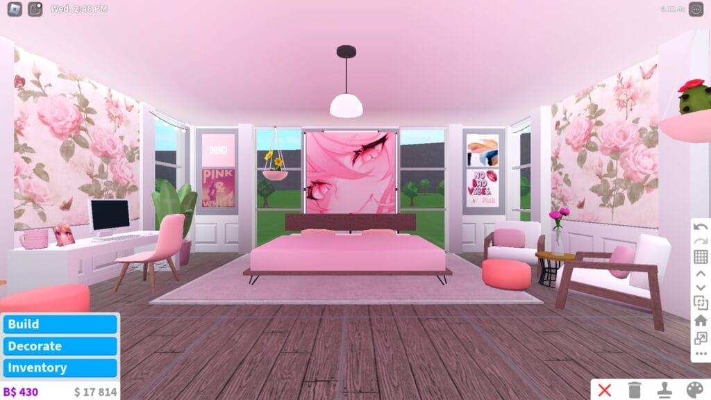 Bloxburg blush bedroom - lighting