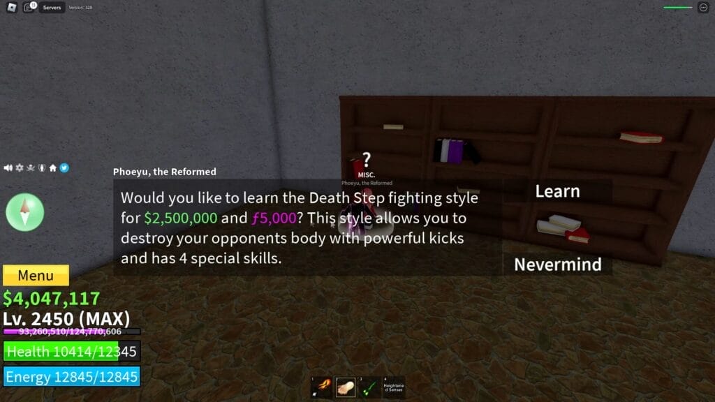 How to Get Death Step in Blox Fruits: Talk to Phoeyu