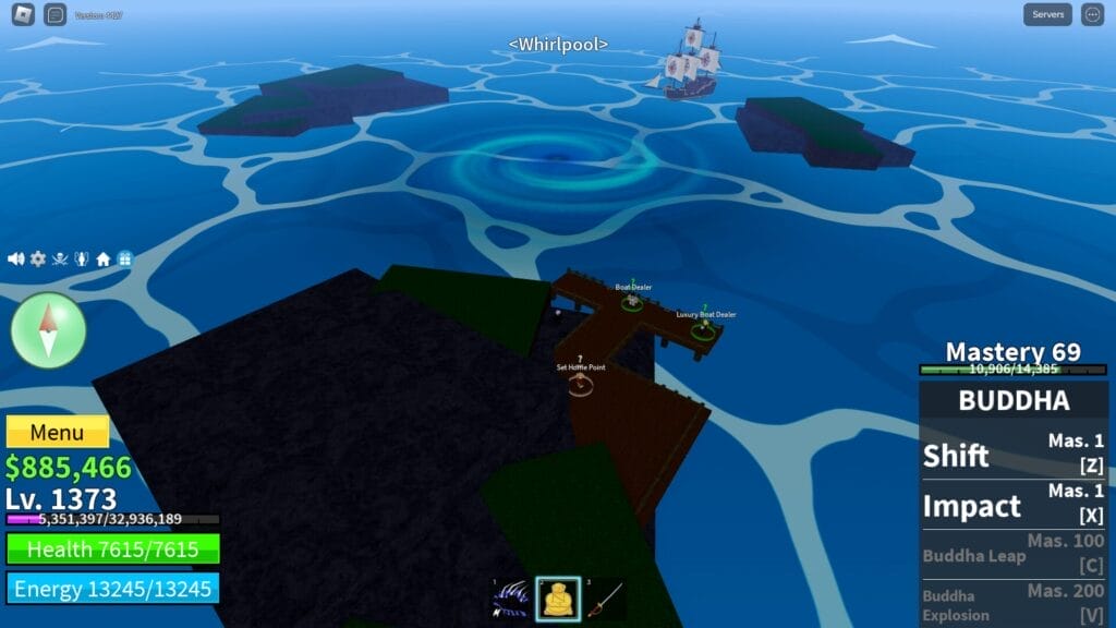 Underwater City Location in Blox Fruits - Center of the Whirlpool