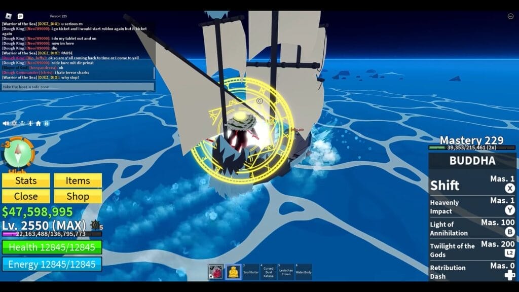 Leviathan hunting in Blox Fruits
